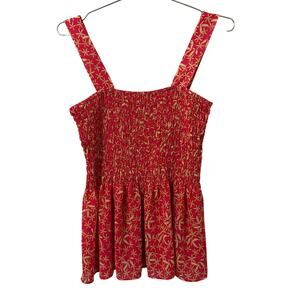 Rose & Olive Coral and Chartreuse Smocked Baby Doll Tank S